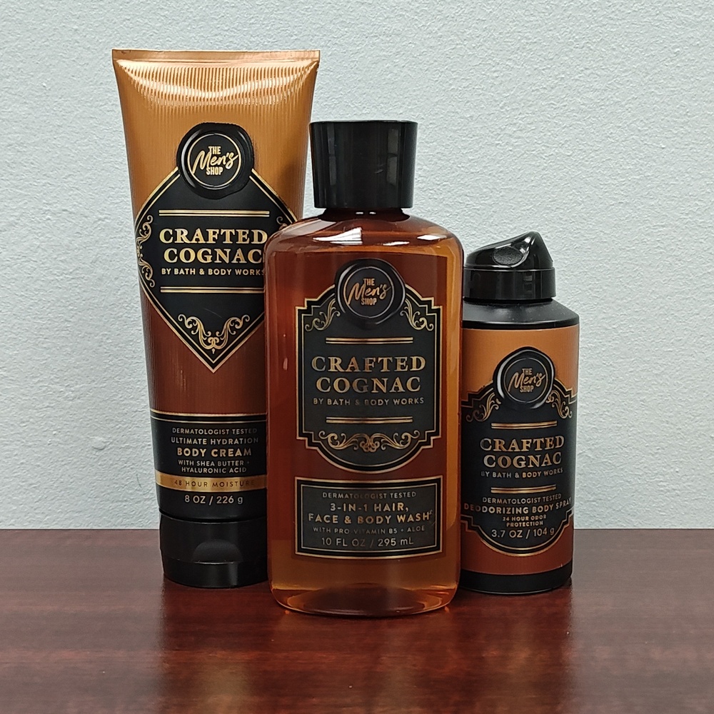 Bath & Body Works Men's CRAFTED COGNAC 3 Piece Bundle Set